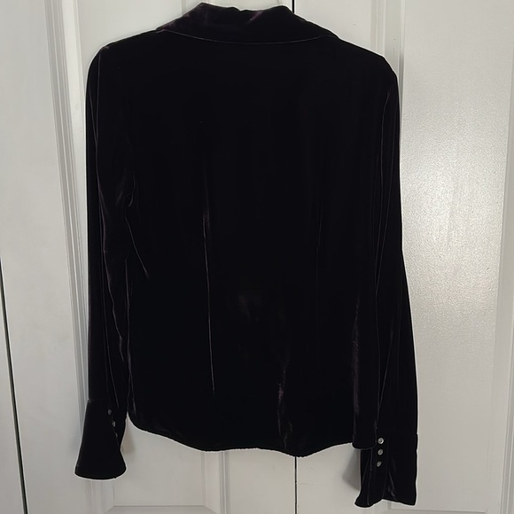 Lauren Ralph Lauren deep plum velvet button down, quiet luxury blouse top size 4 - Picture 7 of 7